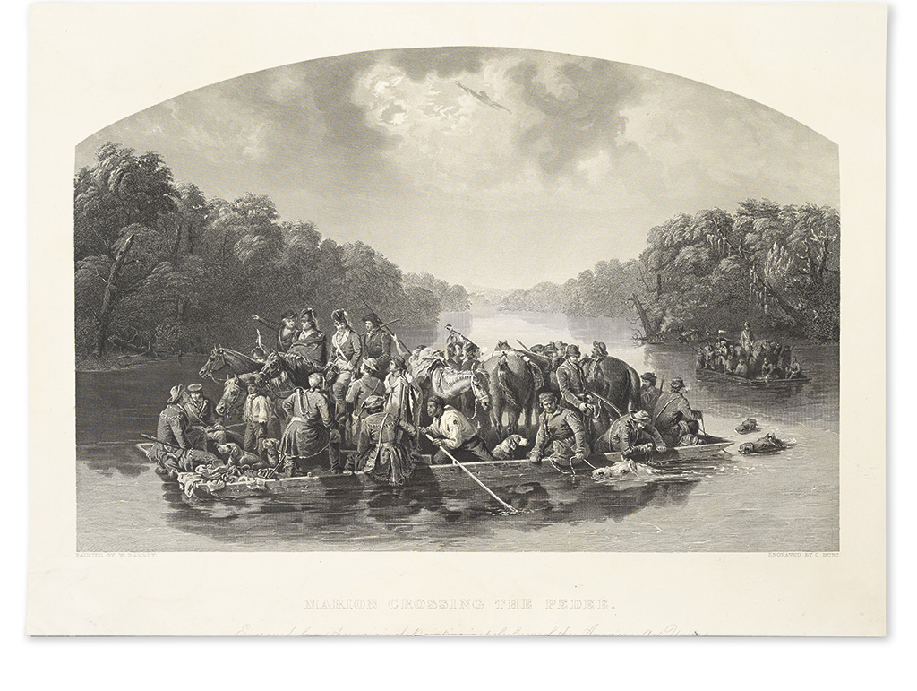 (AMERICAN REVOLUTION--PRINTS.) Burt, Charles, engraver; after Ranney. Marion Crossing the Pedee.